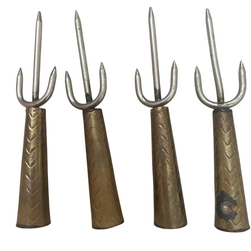 Vintage Mexico Brass Trident Cocktail Picks Set‎ of 7 Mid Century Barware 3 Inch